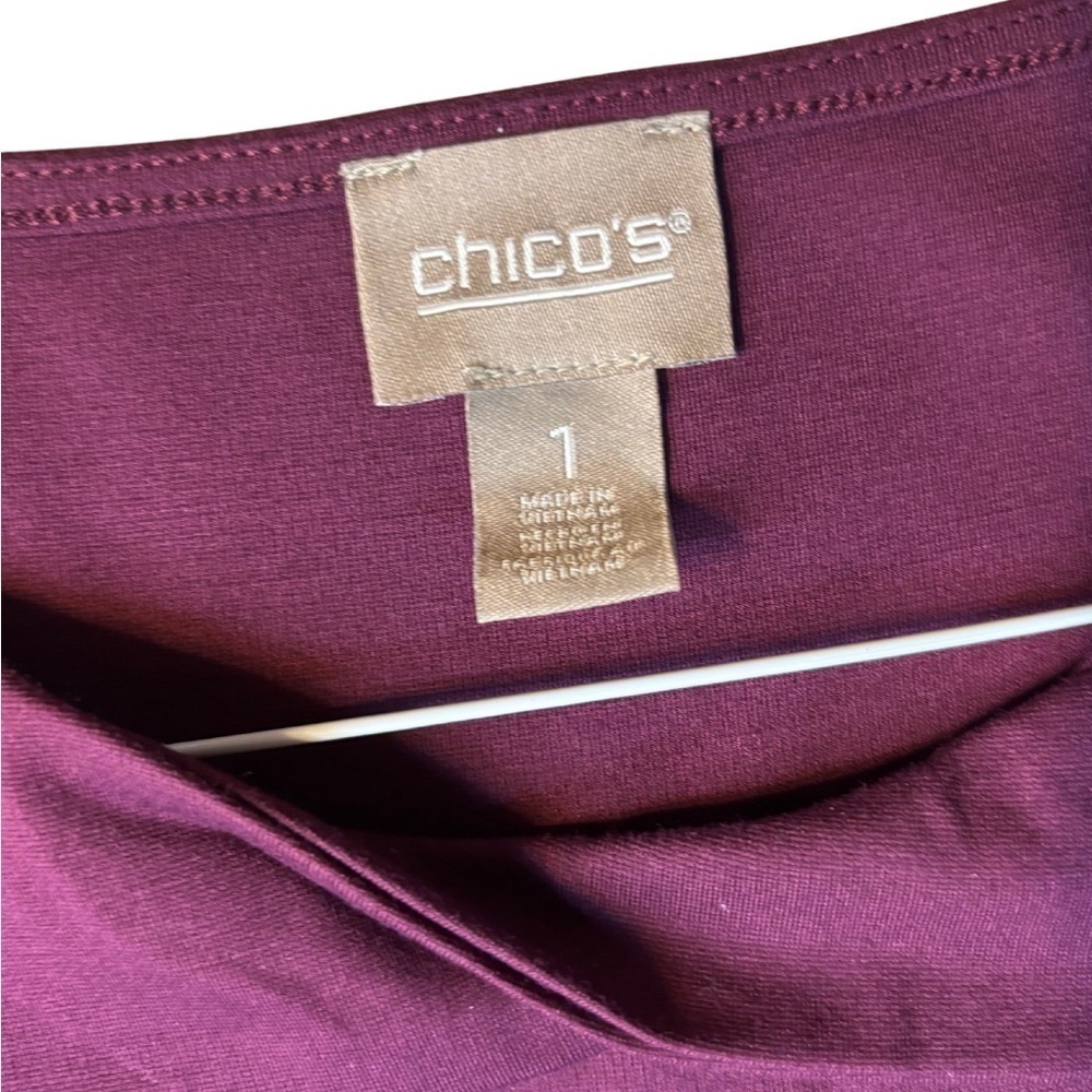 Chico’s Twist Knee Dress Monrovia Wine Size 1 - Picture 3 of 14